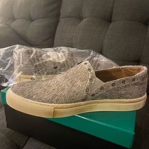 Chocolat Blu Noella Gray Calf Hair Women's Slip-On Sneaker Size 41M
